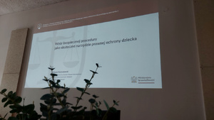 ekran wyświetlany przez rzutnik z napisem wzór bezpiecznej procedury jako skuteczne narzędzie prawnej ochrony