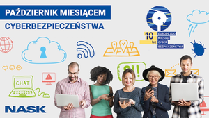 Plakat informujący o europejskim miesiącu cyberbezpieczeństwa